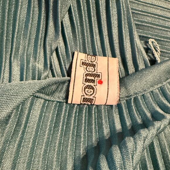 Vintage Perceptions Pleated V Neck Long Sleeve Shift Dress Women's Size XL Green - Picture 7 of 7